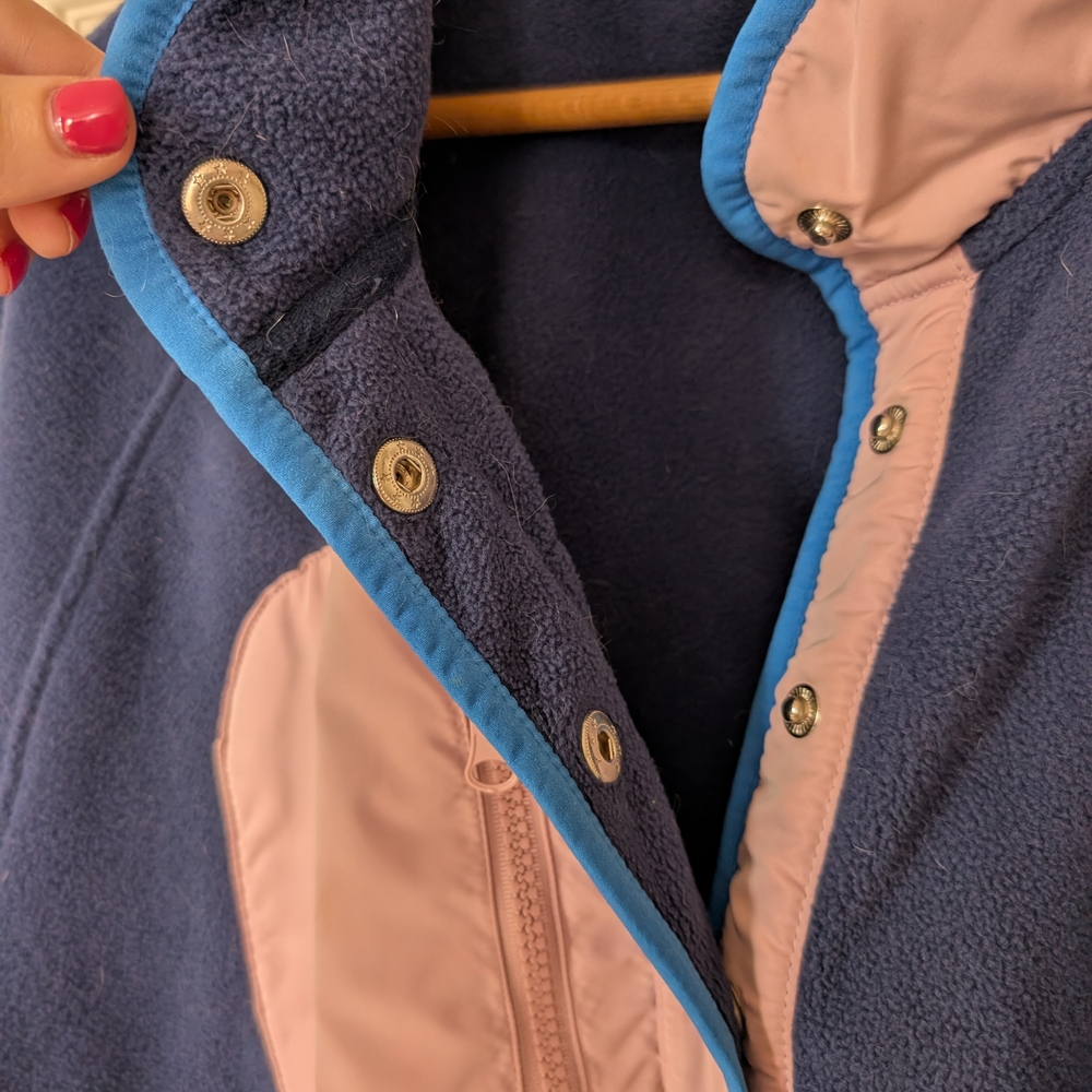Navy and Pink Fleece Pullover XL - Picture 3 of 7